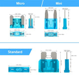 300pcs Of Car Blade Fuse Assortment Kit,160 Mini Blade Fuses, 50 Micro Fuse, 90 Standard Automatic Fuses For Cars RVs trucks mot