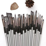 Cloth Roll 24Pcs Artist Paint Brushes Set Nylon Hair with Scraper Watercolor Brush Pen Delicate Wooden Handle