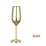 6pcs 200ml Stainless Steel Champagne Flutes Unbreakable Wine Glasses for Wedding Anniversary Birthday Parties