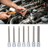 7pcs 3/8 Square Socket Bit with 1/8 3/16 7/32 1/4 9/32 5/16 3/8 Hex Extend Long Bit Socket Set