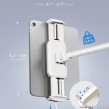 Aluminum Tablet Stand Holder Clamp Mount with 360° Adjustable Long Arm, Tablet Holder for 4"-13" IPhone, IPad , Kindle, Switch