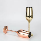 6pcs 200ml Stainless Steel Champagne Flutes Unbreakable Wine Glasses for Wedding Anniversary Birthday Parties