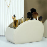Fashion PU Leather Remote Control Storage Box Five Grids Classified Storage Cosmetics Brush Holder Desktop Organizer Pen