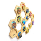 New Homes Decorative Tool Racks Medal Album Wooden Hexagon Medals Storage Shelf For Households Bedroom Decoration