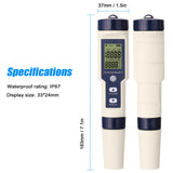 5 IN 1 PH Temperature TDS EC Salinity Meter Digital Waterproof With Automatic Calibration Function Water Quality PH Tester