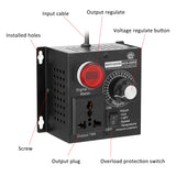 AC110V 4000W SCR Voltage Regulator NHT-4000W Black Aluminum 0-220V Output 9A Rated Current 18A Max Current 115x100x83mm 459g 1pc