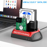 USB to 2.5/3.5" SATA IDE Hard Drive HDD SSD Reader Docking Station Dual Bay External Disk Box