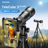 APEXEL T60 Cell Phone Monocular Telescope 20-60X Telephoto HD Telescope Phone Lens Monoculars Zoom Kit with Triangle Bracket