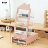 2025 2 in 1 Stationery Storage Box with Drawer Slant Plug Pen Holder Large Capacity House Shape Storage Bucket Student