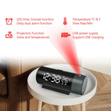 Projection Alarm Clock LED Projector Thermometer Desk Bedroom Bedside 180° Rotation Digital Dual Alarm Clock USB Phone Charge