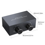 4 Way Bi-Directional RCA Stereo Audio Switch Selector 4X2/2X4 L/R Sound Channel Audio Switcher Splitter with OFF Button