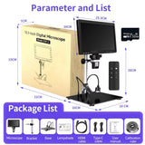 DM12 1500X Digital HD Video Microscope Coin Magnifier 20MP HDMI Electronic Microscope for Soldering with 10.1 Inch IPS Screen
