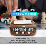 LEAP Chess Clock Digital Chess Timer with Delay and Professional for Board Games Timer Wood Grain Color, Model PQ9907S,