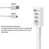 Power Outlet Extender Retractable Socket Supports 20W Fast Charging Features USB-A USB-C 3 AC Power Outlets Extends 47-67cm