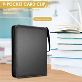 Trading Card Binder, 9 Pockets Baseball Card Binder Sleeves With Zipper, Card Case For Game/Football/Baseball Card