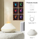 Aromatherapy Humidifier Seven Color Gradient Atmosphere Night Light Simulation Flame Can Add Essential Oil USB Charging Time Off