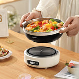 1.2L Portable Electric Cooking Pot Travel Multicooker Split Hot Pot Rice Cooker 304 Stainless Steel Electric Skillt Fried Pan