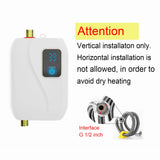 Instant Water Heater 220V 3500W White Mini Electric Tankless Hot Water Heater with LCD Display for Shower Bathroom Kitchen