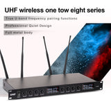 Biner DF208 UHF 8 Channel Wireless Microphone System Long Range Wireless Conference Microphone