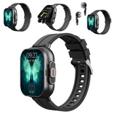 B02B-2 in 1 Wireless Bluetooth Smart Watch TWS Noise Cancelling Wristwatch with Earbud Heart Rate NFC Health Monitoring-A
