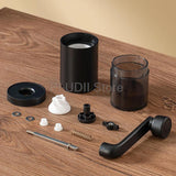 Manual Medicine Grinder Portable Crusher Mini Grinder with Adjustable Fineness and Transparent Container for Beans and Pills