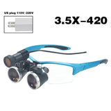 Premium Lab Magnifier with LED Headlight Optical Lab Loupes for Dentist Binocular Magnifying Glasses with Headlamp for Surgery