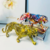 Resin Leopard Sculpture Noric Graffiti Wild Animal Panther Statue Modern Pop Interior Art Figurines Office Home Decors Oraments