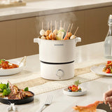 110V 220V Electric Cooking Pot Folded Hotpot 2L Multicooker Fried Pan Mini Rice Cooker Non-stick Electric Skillet for Travel