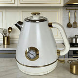 Handmade Decals Electric Kettle 1.7L 1850W Retro Design Auto Power Off 304 Stainless Steel Teapot For Quick Boiling EU Plug