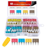 60PCS Micro3 Fuse ATL Blade Assortment Kit 3 Prong Micro Blade Fuses Replacement 5A 7.5A 10A 15A with Puller Tool for Trucks RVs