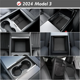 For Tesla Model 3 Highland 2024 Center Console Organizer Set, Armrest Storage Box Cup Cushion Accessories ,6Pcs