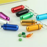 50pcs Waterproof Aluminum Pill Box Case Bottle Cache Drug Holder Keychain Container