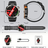 Flashlight Smart Watch Men BT Calls Voice Assistant Watchproof Heart Rate Monitor Remote Control Photography Outdoor Compass