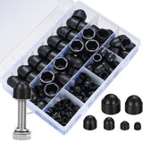 160Pcs Bolt Covers Screw Caps Assortment Kit, M4 M5 M6 M8 M10 M12 Nylon Acorn Dome Protection Caps for Protecting Hexagon Shaped