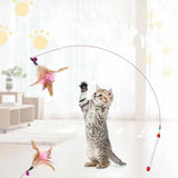 30pcs Kitten Pet Toy Interactive Chaser Training Rod Cat Catcher Feather Wand Fishing Pole Teaser