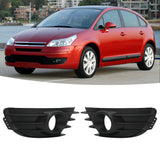 1 Pair Front Bumper Fog Light Grille Black Fog Lamp Cover Trim Replacement for Citroen C4 2004‑2008 Fog Light Frame Cover