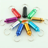 50pcs Waterproof Aluminum Pill Box Case Bottle Cache Drug Holder Keychain Container