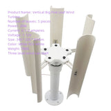 Portable vertical axis five blade wind turbine model three-phase permanent magnet generator with gentle wind start