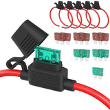 10 Gauge Fuses Holder 12V for ATC/ATO Blade Fuse, Inline Fuse Holder 12V with 10 AWG Wires with 30A 40A Fuse Waterproof -6pcs