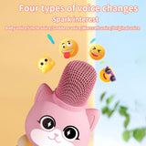 Children's Multifunctional Microphone Colorful Light Effect Cartoon Cute Pet Bluetooth Connection TF Card Mode Voice Changing