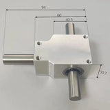 Right angle transmission reversing helical gear bevel gearbox reduction ratio 1:1 double output shaft 12MM 90 degree commutator