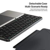 Folding Bluetooth Keyboard with Touchpad PC Phone Holder Foldable Keyboard Wireless PU Leather for iOS/Android/Windows/Mac