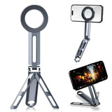 Foldable Magnetic Phone Tripod Stand Portable Travel Hands-Free Video Shooting Holder for iPhone & Android on Desk Plane Train