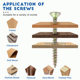 320pcs Wood Screw Kit M3.5 Cross Recessed Fiberboard Screw Zinc Plated Flat Phillips Head Self Tapping Screw for Chipboard