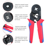 Alloy Steel Crimper with 1200pcs Terminal Connector for 0.25~10 mm² Wires, 23~7 AWG, 175mm Length, 377g Weight