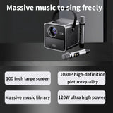 Portable Karaoke Projector With Dual Microphone High Fidelity Sound HD Wireless Projection