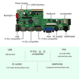 VGA USB LCD Controller Board With 15.6inch 1366x768 LCD Screen