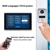 Tuya Wireless Wifi 2 Wire Video Doorbell System, 1080P Doorphone Door Camera, 10 Inch Touch Screen, with 32GB Card Electric Lock