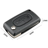 2 Buttons Flip Folding Key Case Replacement Remote Key Fob Case Blank Shell for Peugeot 207 307