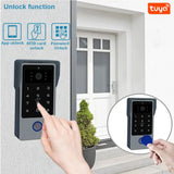 2-Wires Intercom System,7 Inch 1080P WiFi Touch Screen Video Doorphone System, 32G Card, Code Password Tuya App IC Card Unlock